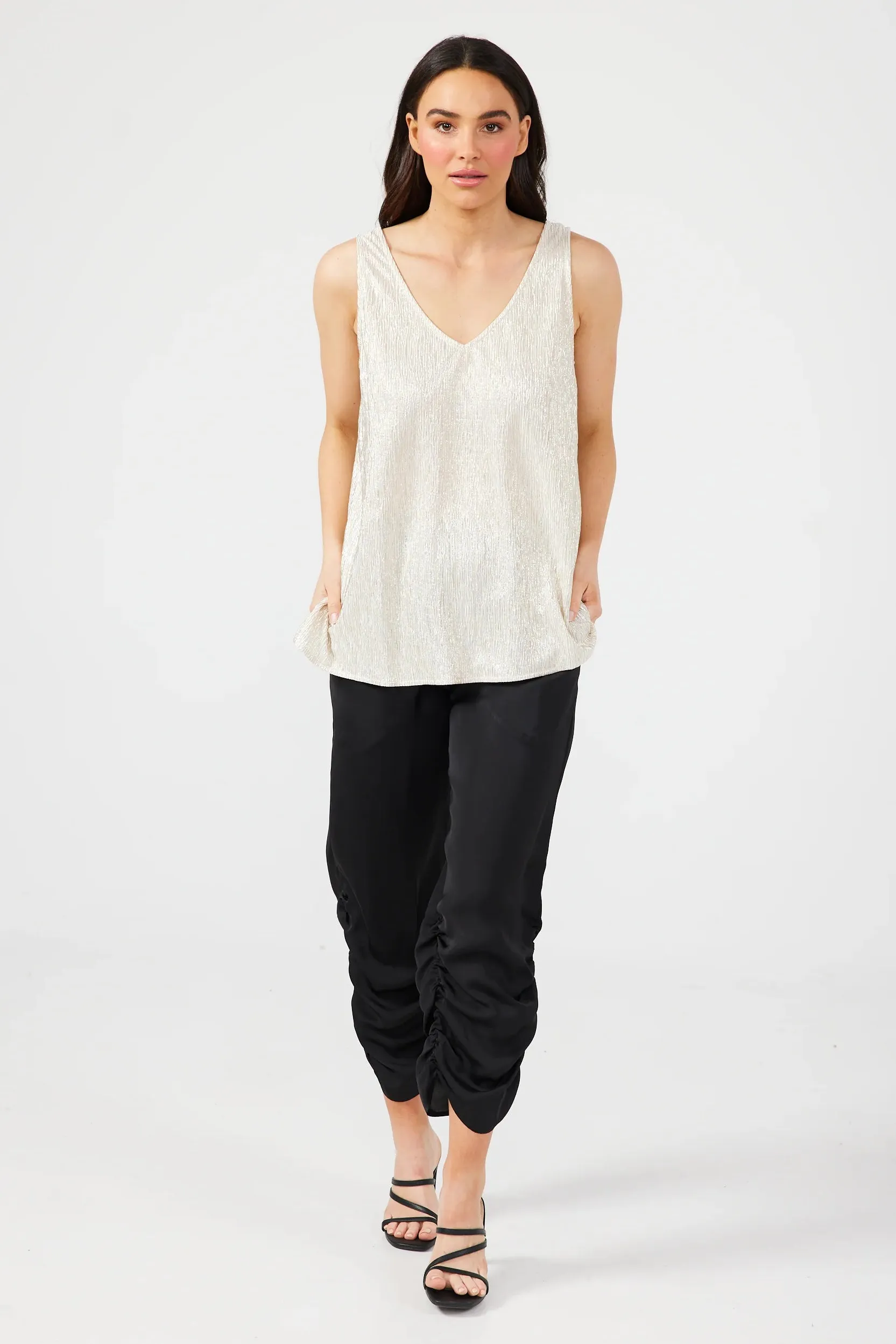 Liza Top in Ecru and Gold