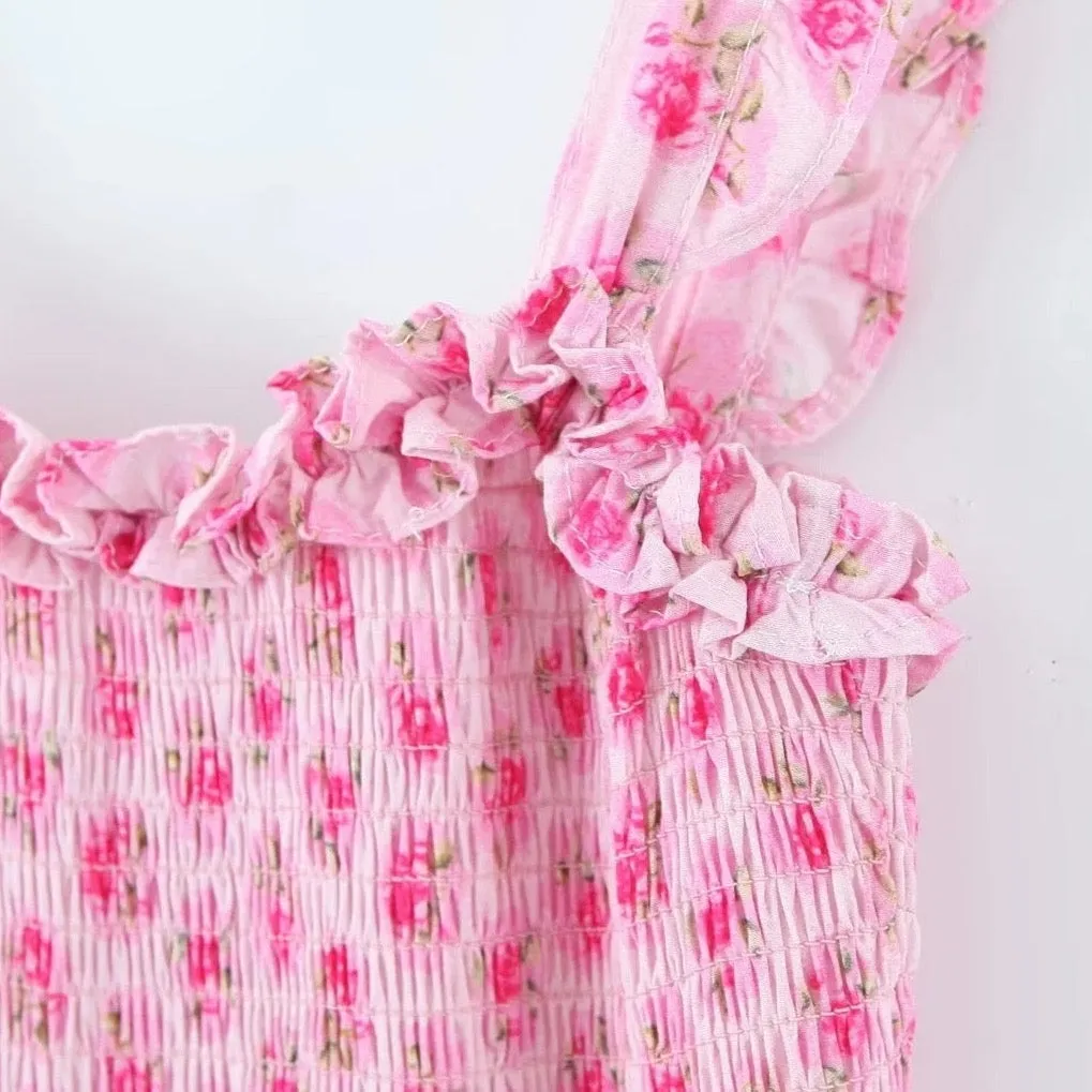 Margie Shirring Smocked Floral Dress - 2 Colors