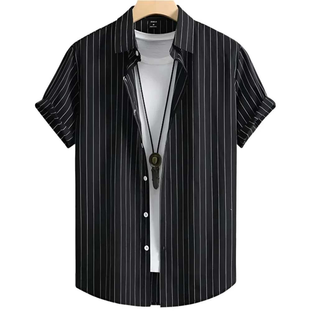 Men's Black Floral Hawaiian Shirt – High-Quality Loose Fit Casual Summer Short Sleeve
