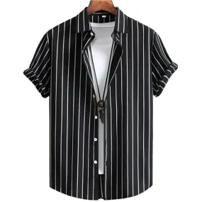 Men's Black Floral Hawaiian Shirt – High-Quality Loose Fit Casual Summer Short Sleeve