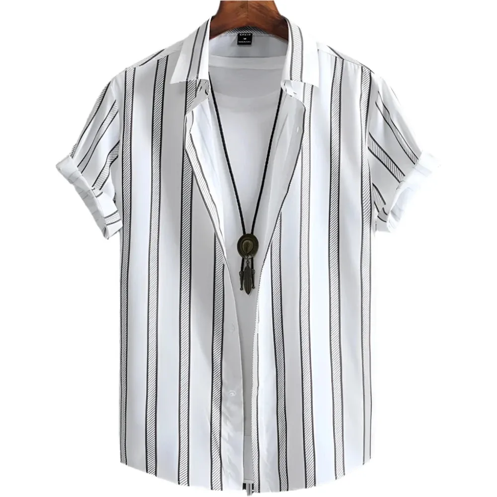 Men's Black Floral Hawaiian Shirt – High-Quality Loose Fit Casual Summer Short Sleeve