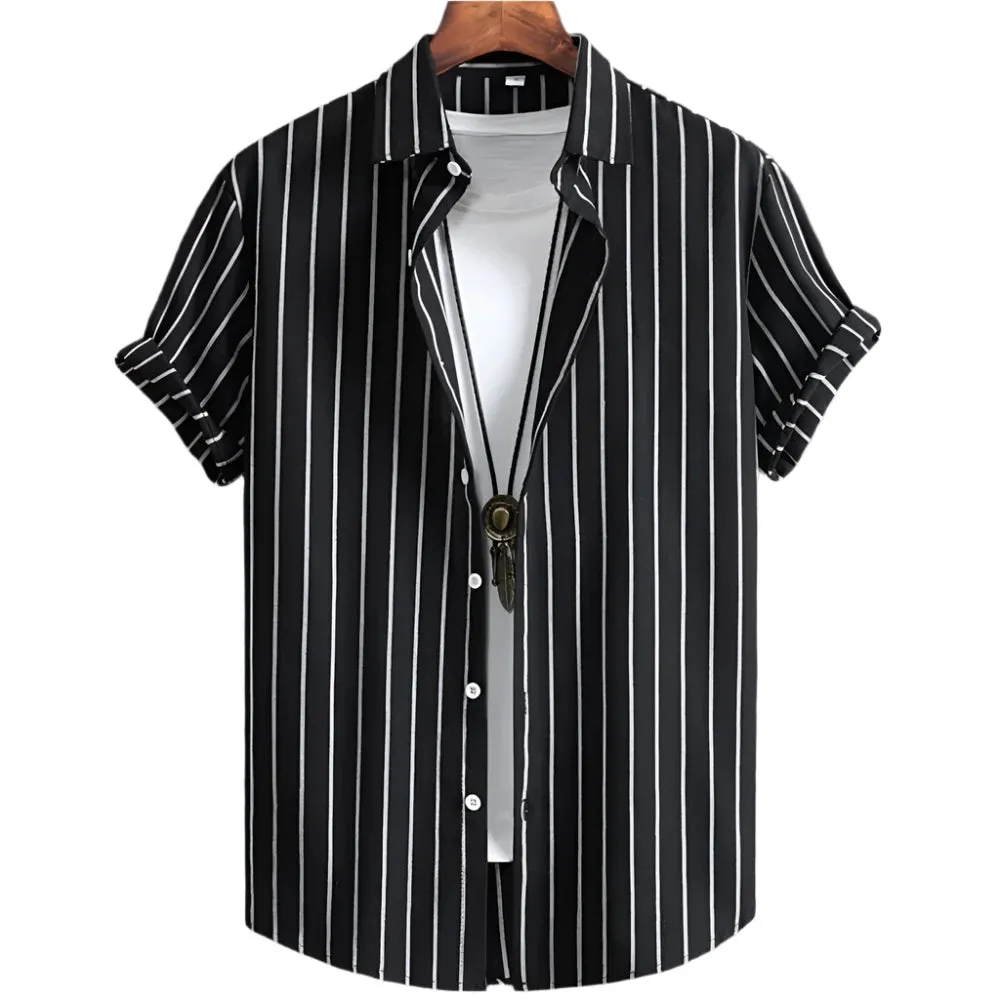Men's Black Floral Hawaiian Shirt – High-Quality Loose Fit Casual Summer Short Sleeve