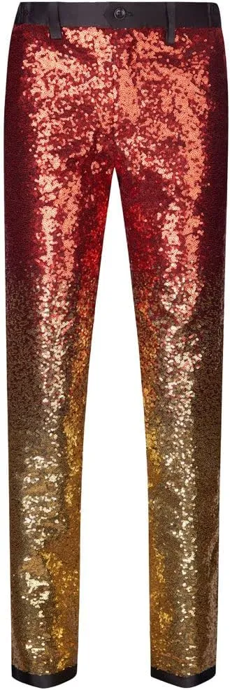 Men's Gradient Black/Gold Sequin Dress Pants