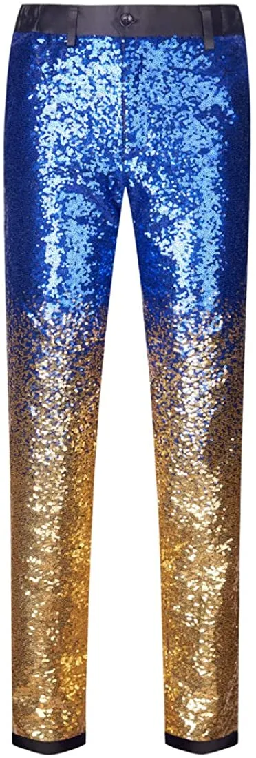 Men's Gradient Black/Gold Sequin Dress Pants