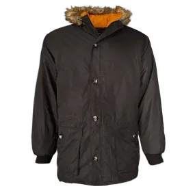Men's Jacket Heavy Weight Puffer Water Resistant Faux Fur Trim Hood Parka Coat