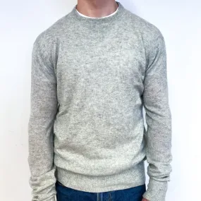 Men's Lightweight Grey Cashmere Crew Neck Jumper