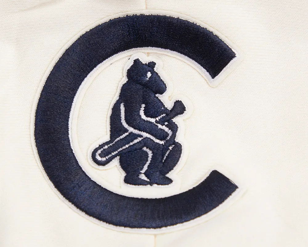MLB CHICAGO CUBS RETRO CLASSIC WOMEN'S CROPPED PO HOODIE (EGGSHELL/ MIDNIGHT NAVY)