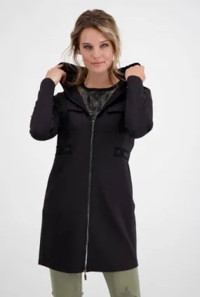 Monari 804649 Long Black Neoprene Hooded Jacket