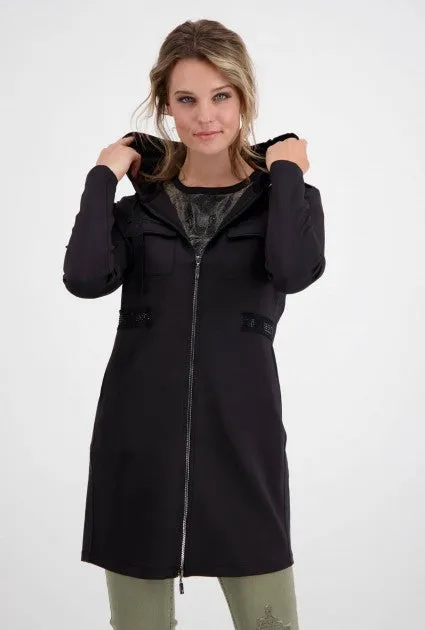 Monari 804649 Long Black Neoprene Hooded Jacket