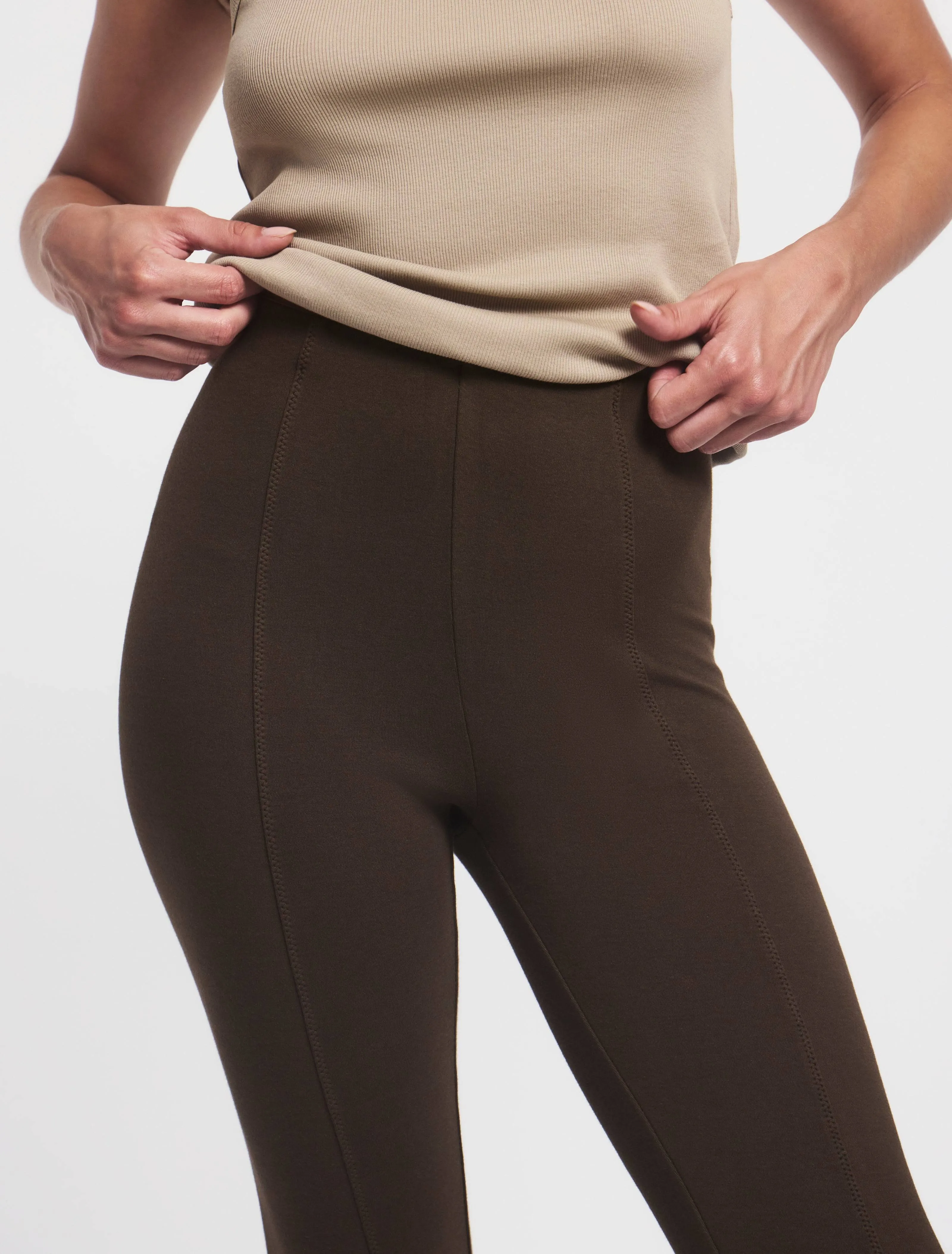 Nabila Crop Flare Travel Pant In Turkish Coffee