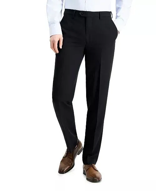 Nautica Mens Modern fit Dress Pants 32 / 30 Black Solid Stretch
