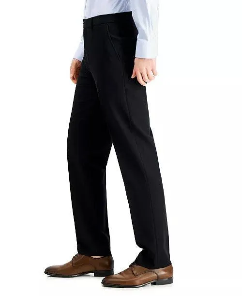 Nautica Mens Modern fit Dress Pants 32 / 30 Black Solid Stretch