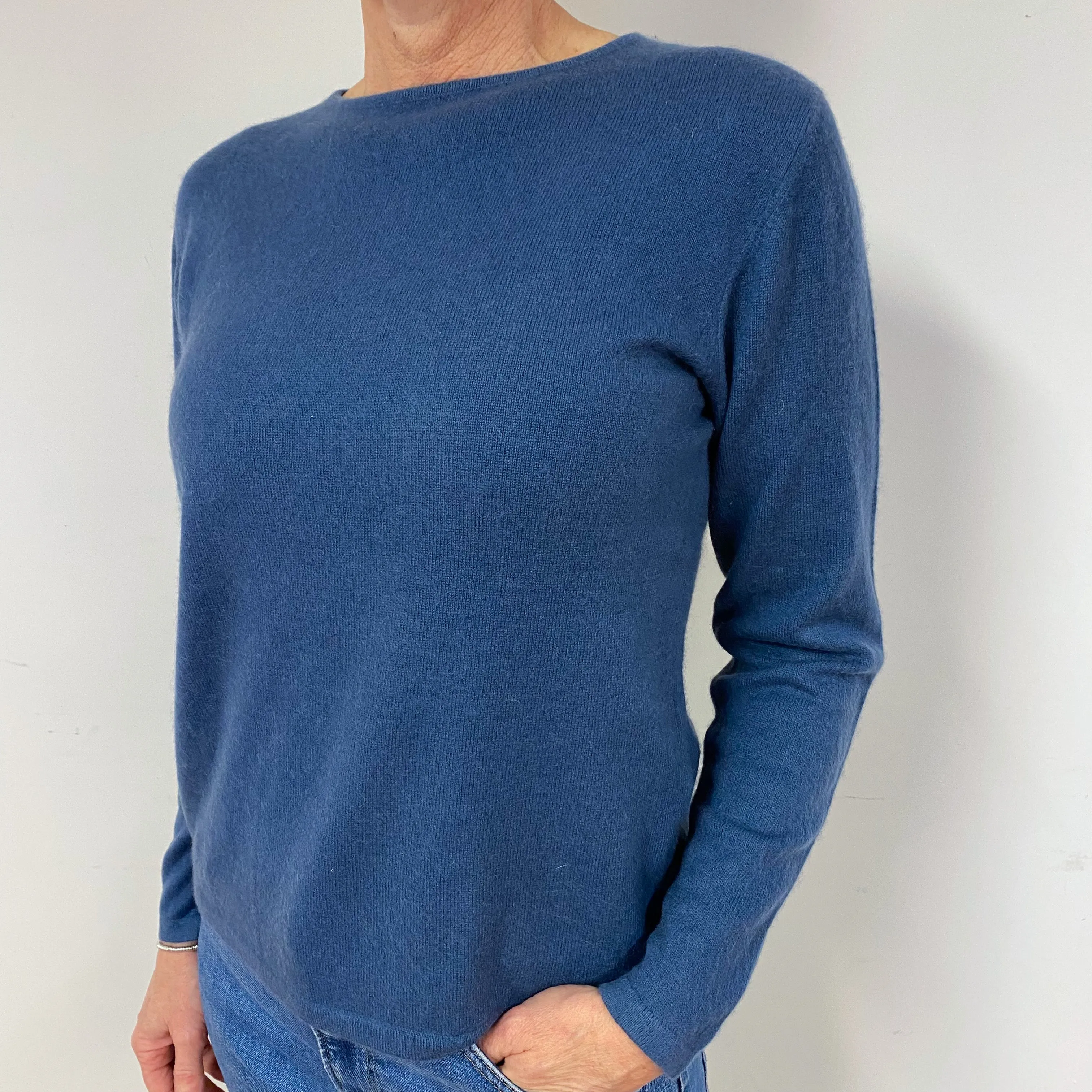 Naval Blue Cashmere Crew Neck Jumper Medium
