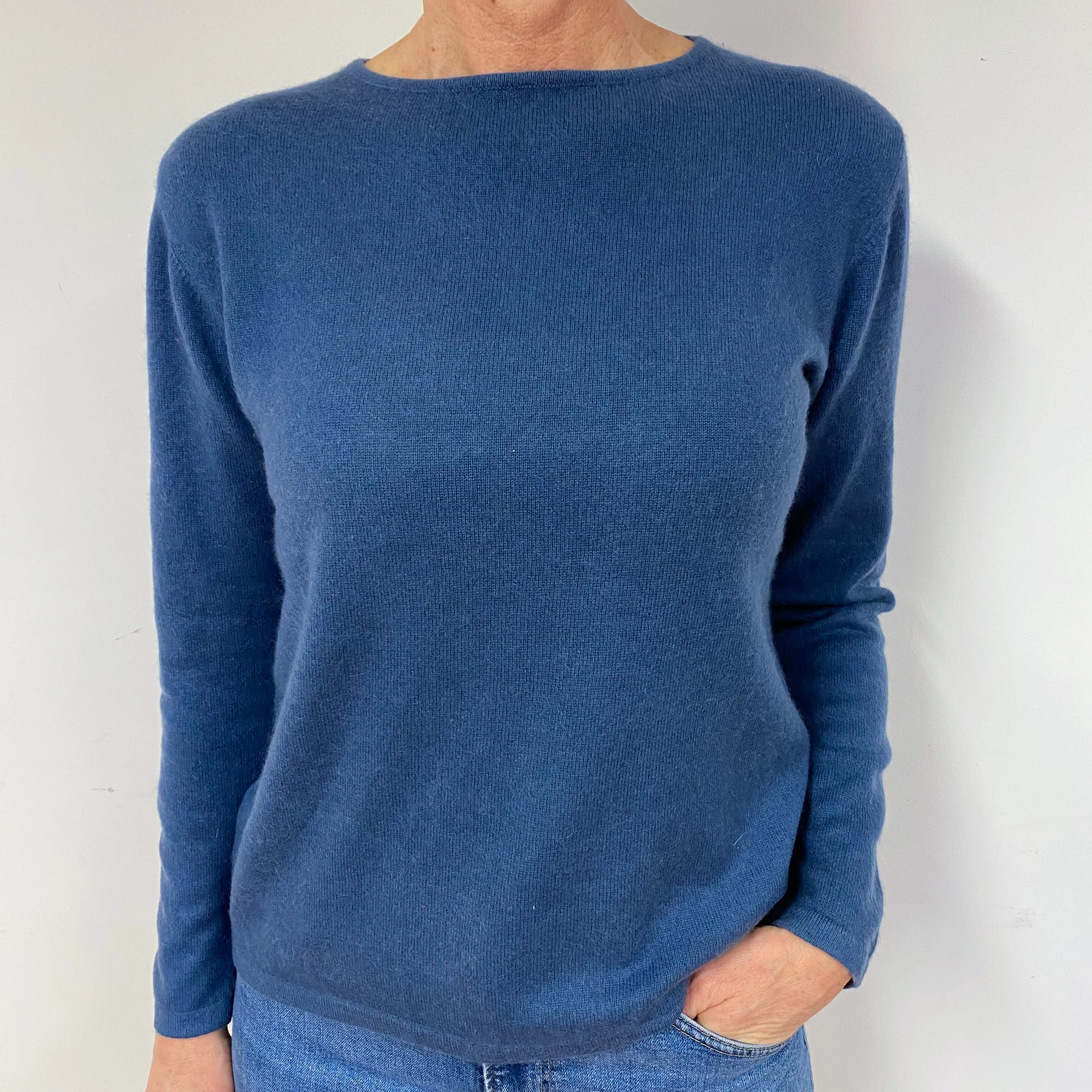 Naval Blue Cashmere Crew Neck Jumper Medium