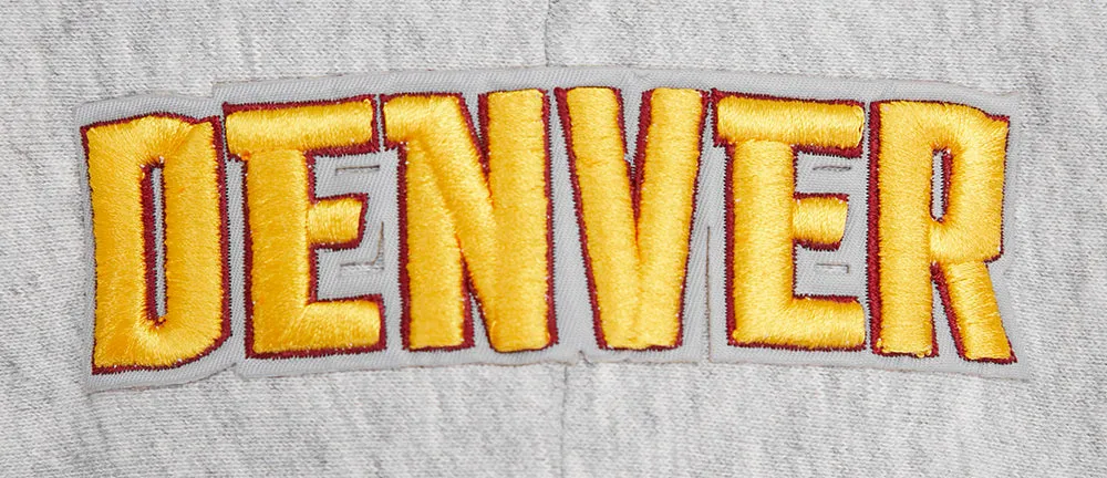 NBA DENVER NUGGETS SCRIPT TAIL WOMEN'S RIB FLC CROPPED PO HOODIE (HEATHER GREY/MIDNIGHT NAVY)