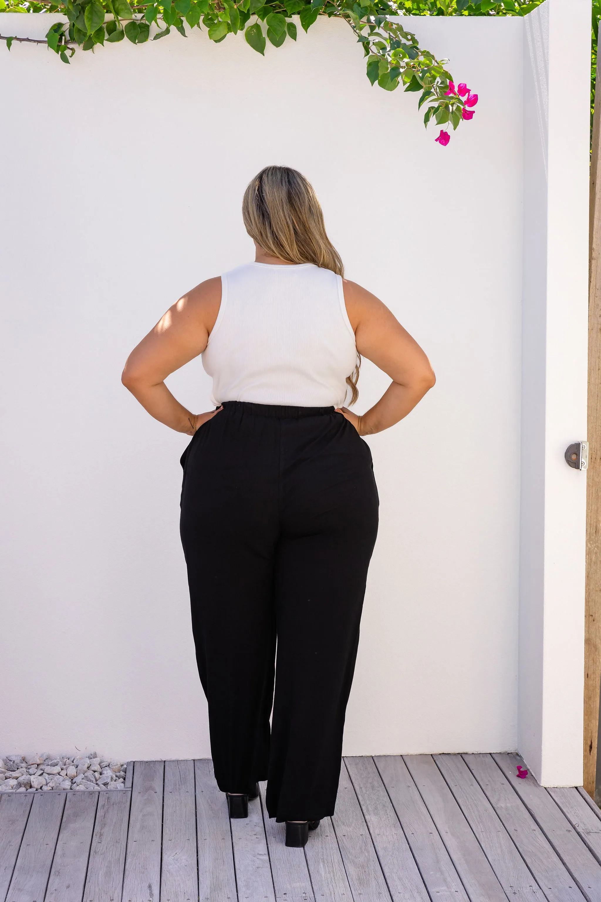 Nora Tassel Tie Pants in Black