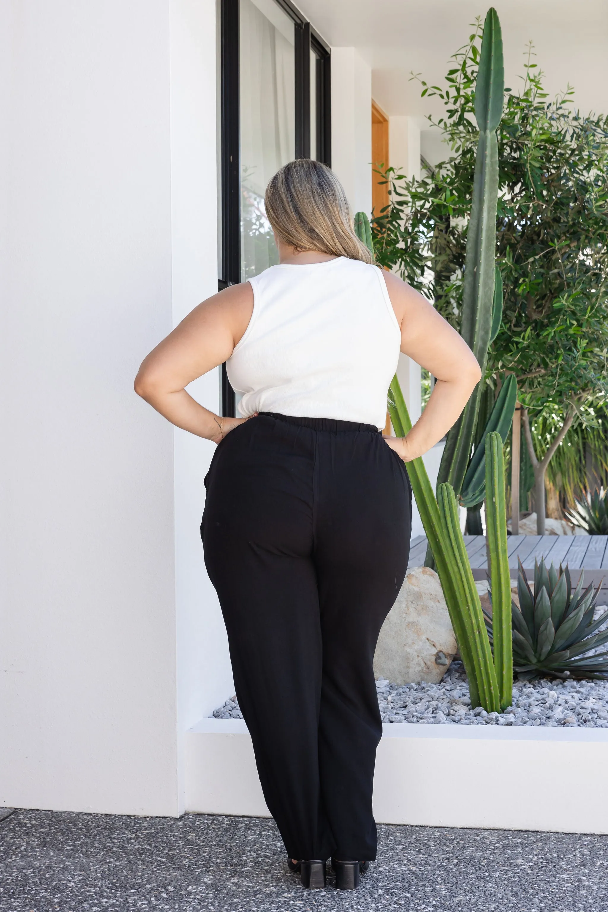 Nora Tassel Tie Pants in Black