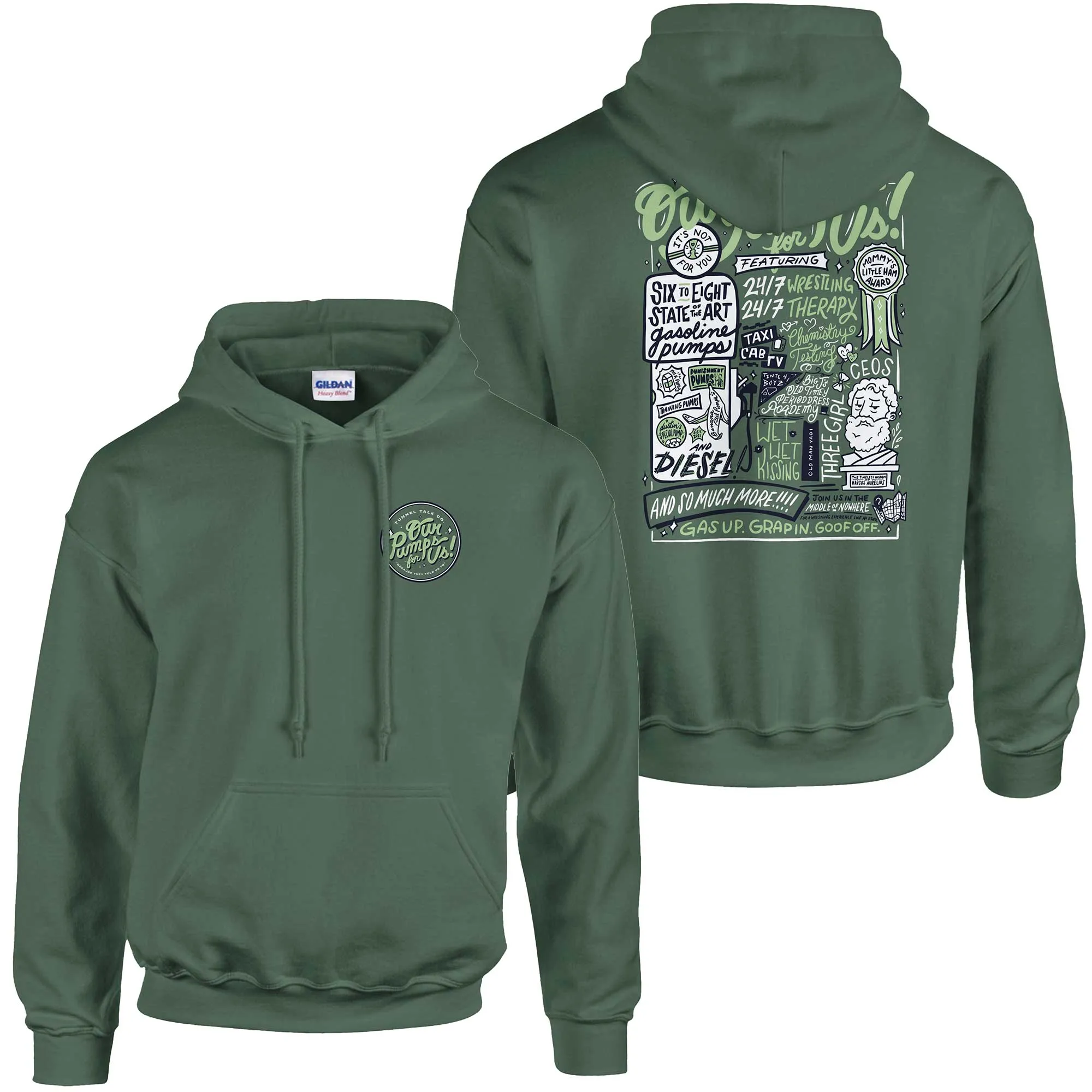 Our Pumps For Us! Deluxe Military Green Hoodie