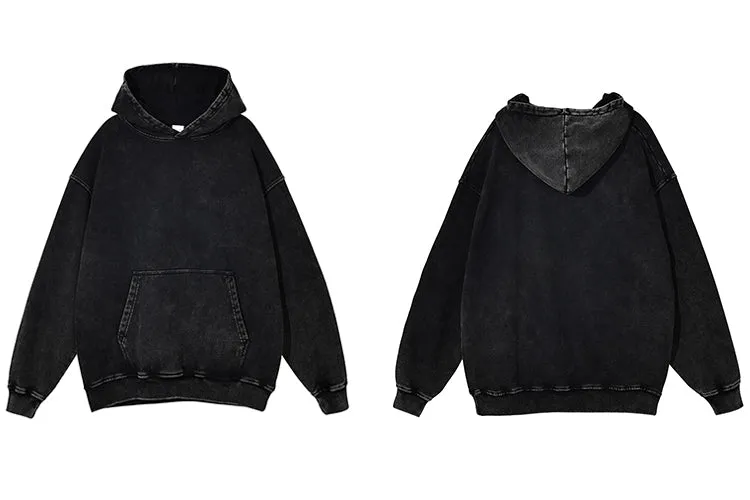 Oversized Cotton Hoodie in Acid Washed Neutral Tone