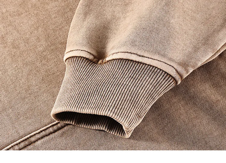 Oversized Cotton Hoodie in Acid Washed Neutral Tone