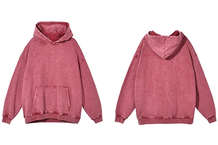 Oversized Cotton Hoodie in Acid Washed Neutral Tone