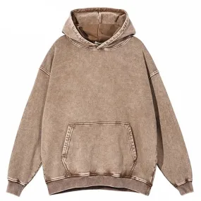 Oversized Cotton Hoodie in Acid Washed Neutral Tone