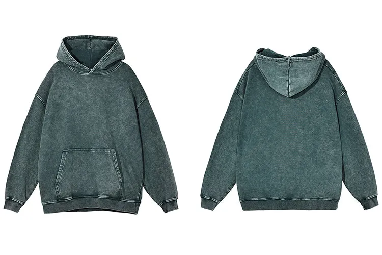 Oversized Cotton Hoodie in Acid Washed Neutral Tone