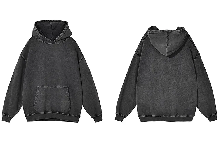 Oversized Cotton Hoodie in Acid Washed Neutral Tone