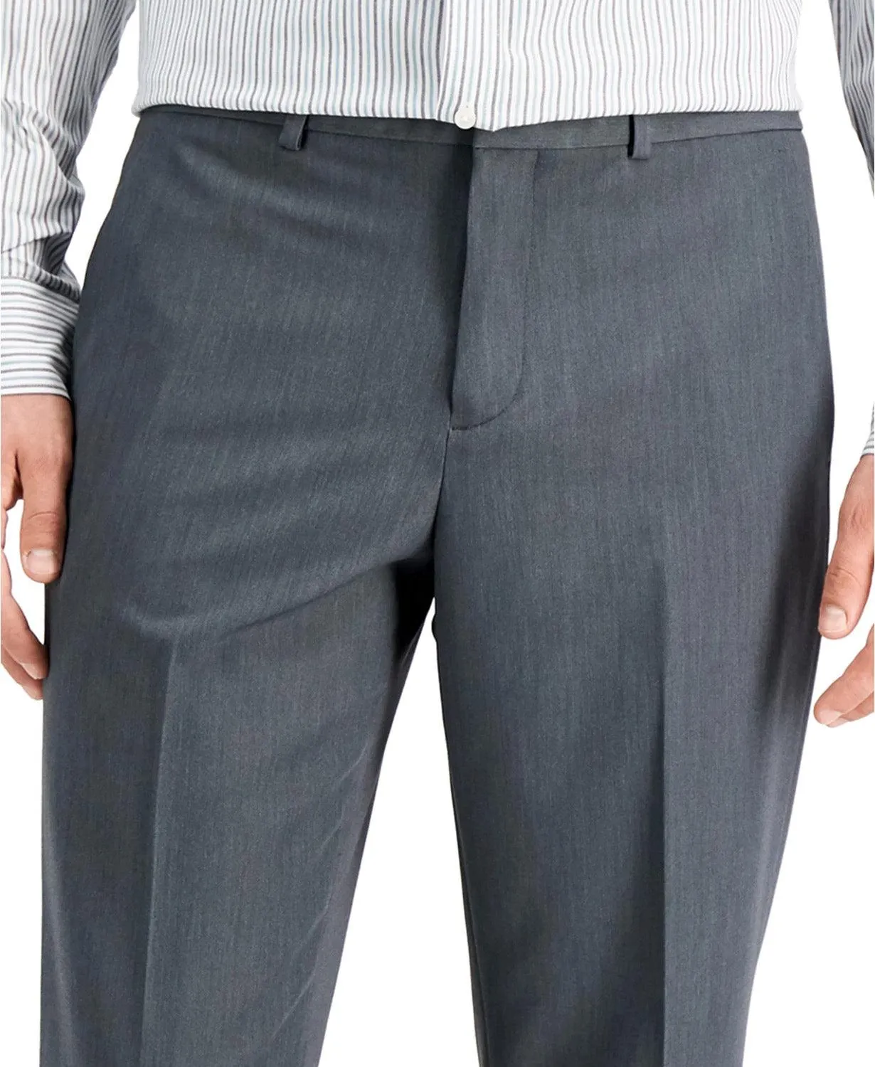 Perry Ellis Mens Modern fit Dress Pants 38 / 30 Grey Solid Stretch