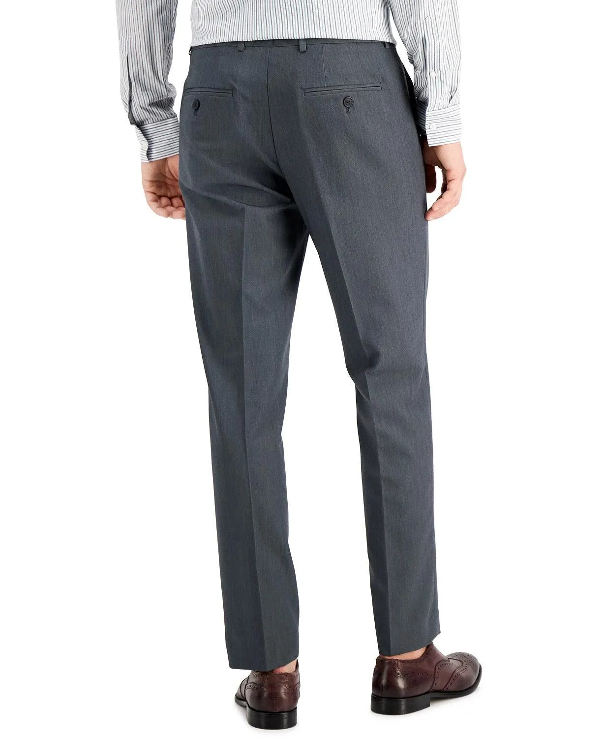 Perry Ellis Mens Modern fit Dress Pants 38 / 30 Grey Solid Stretch