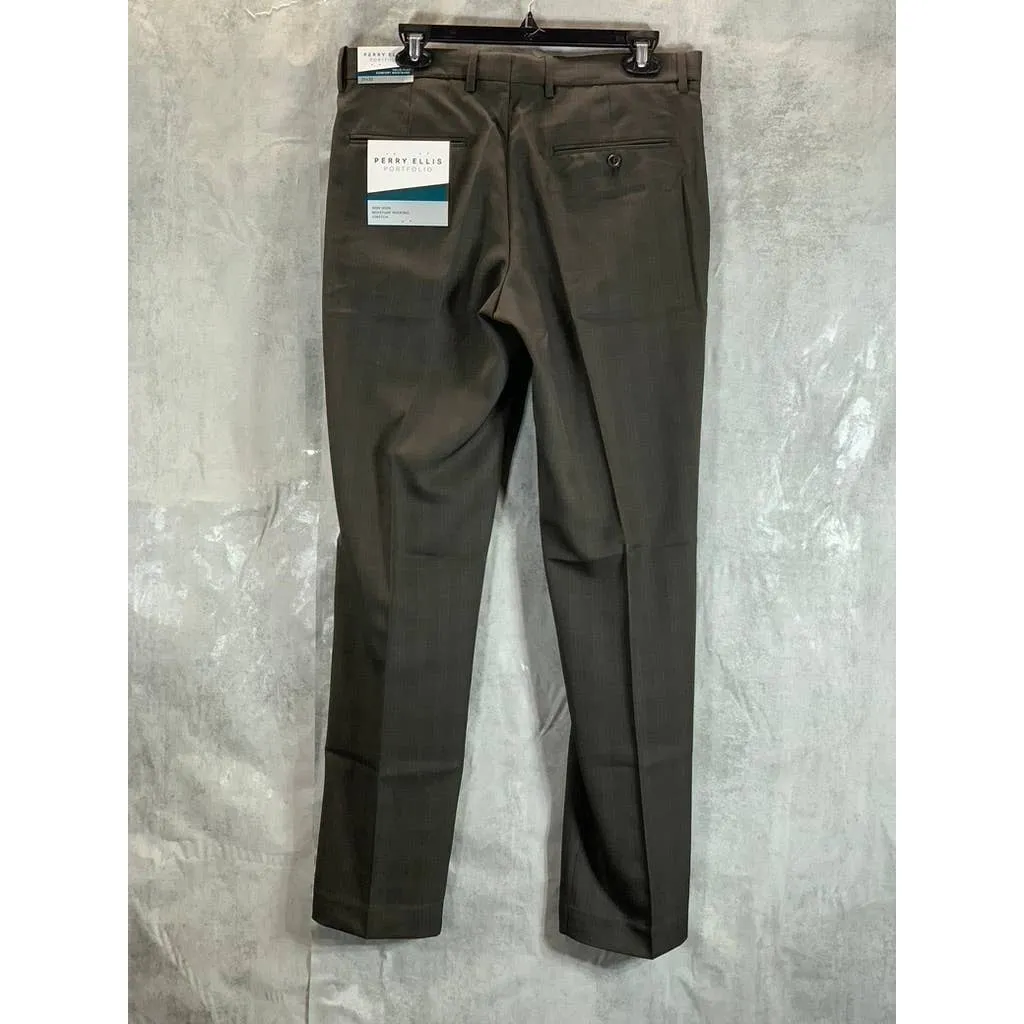PERRY ELLIS PORTFOLIO Men's Major Brown Subtle Check Modern-Fit Stretch Pants