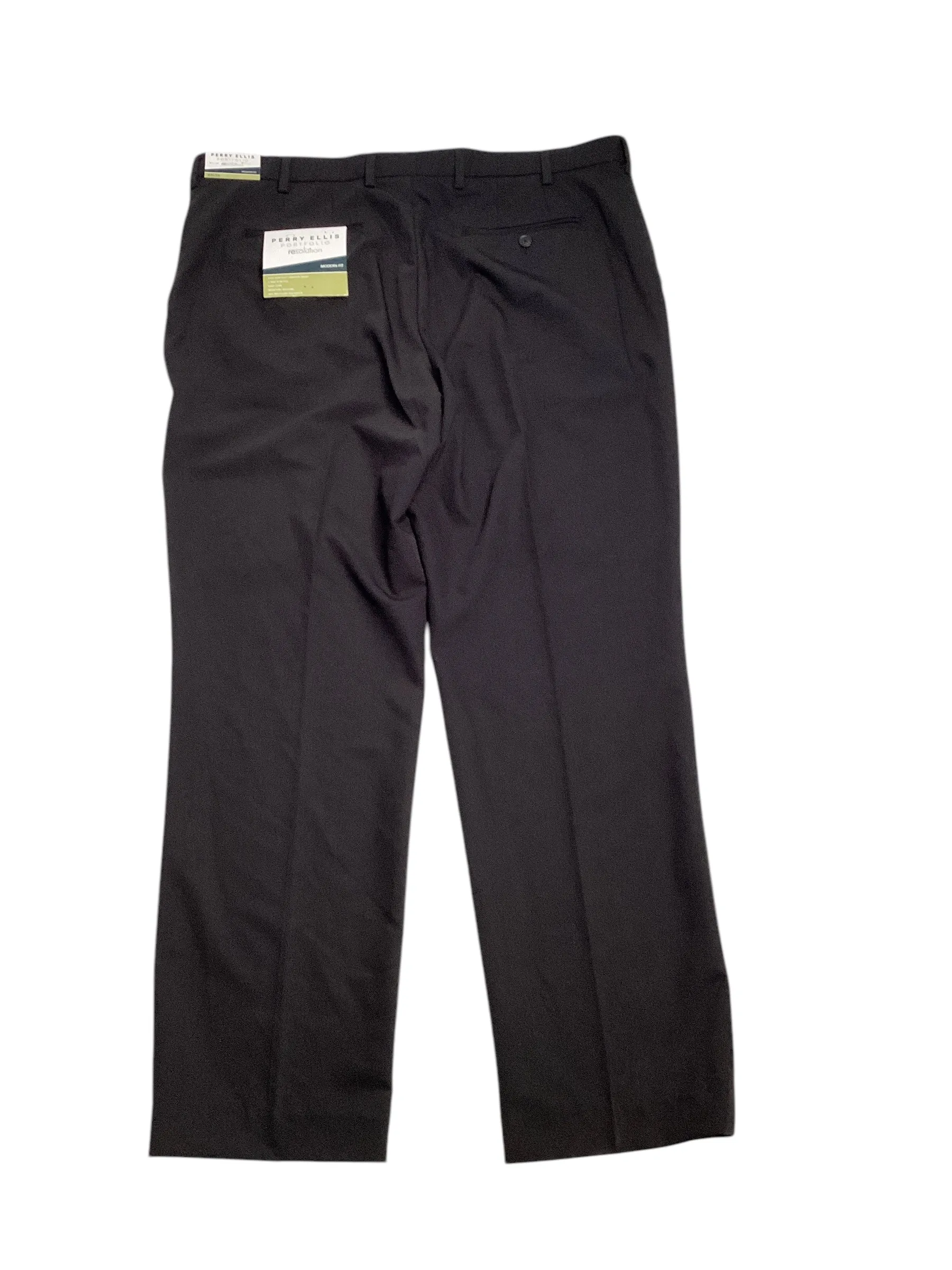 Perry Ellis Portfolio Mens Modern fit Dress Pants 40 / 32 Black Solid