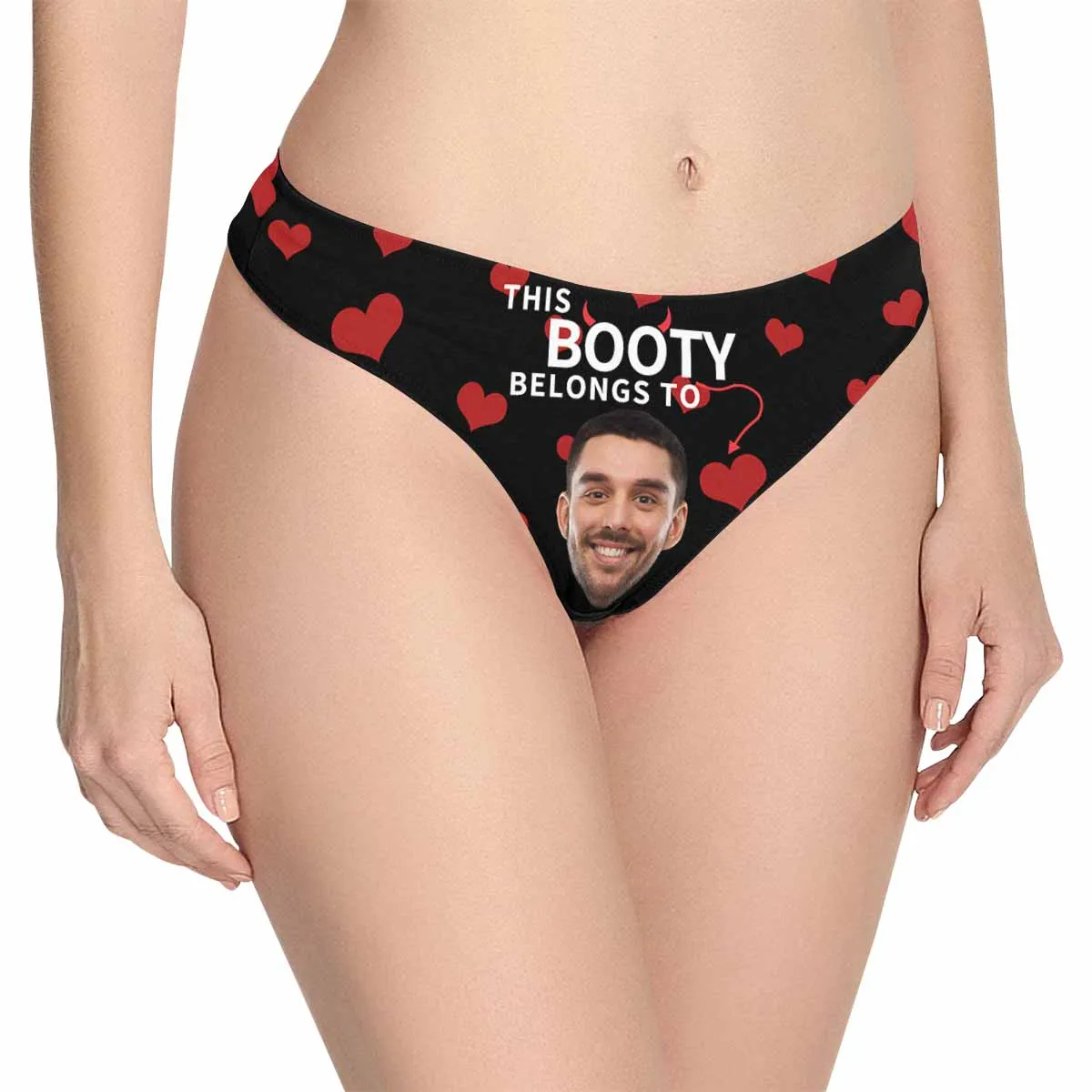 Personalized Underwear for Her Custom Face Love Booty Belongs Women's Classic Thong Valentine's Day Gift