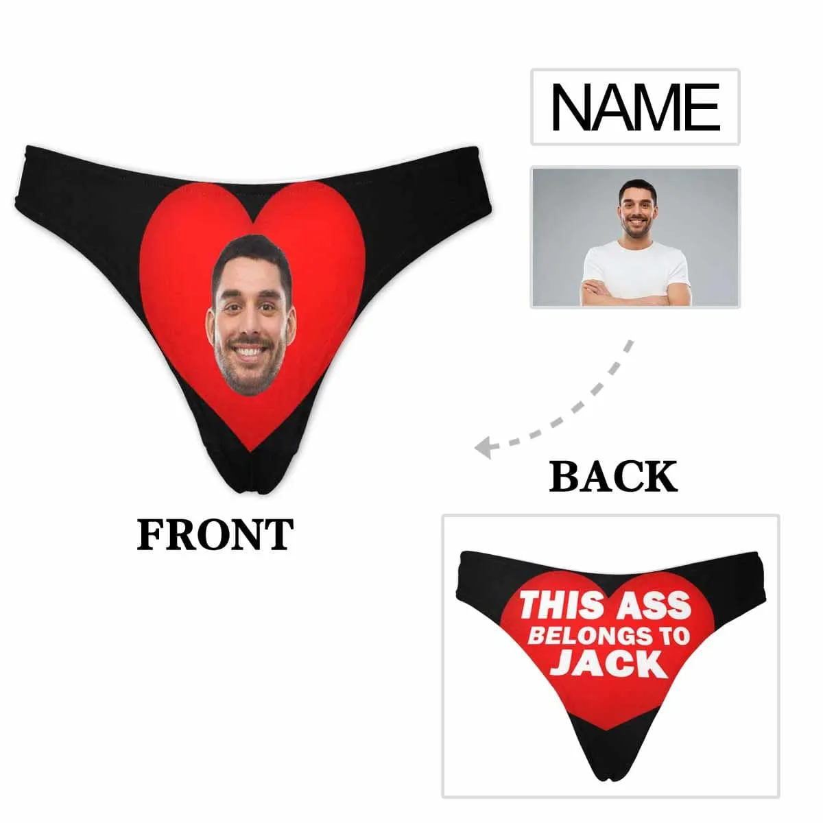 Personalized Underwear for Her Custom Face&Name Promise Women's Classic Thongs Gift for Her