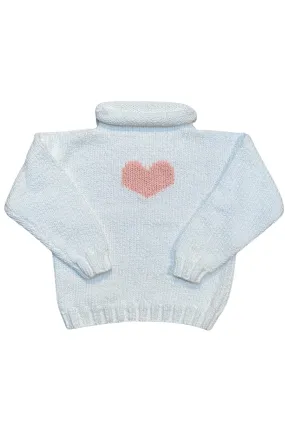 Pink Heart Motif Infant Sweater - White