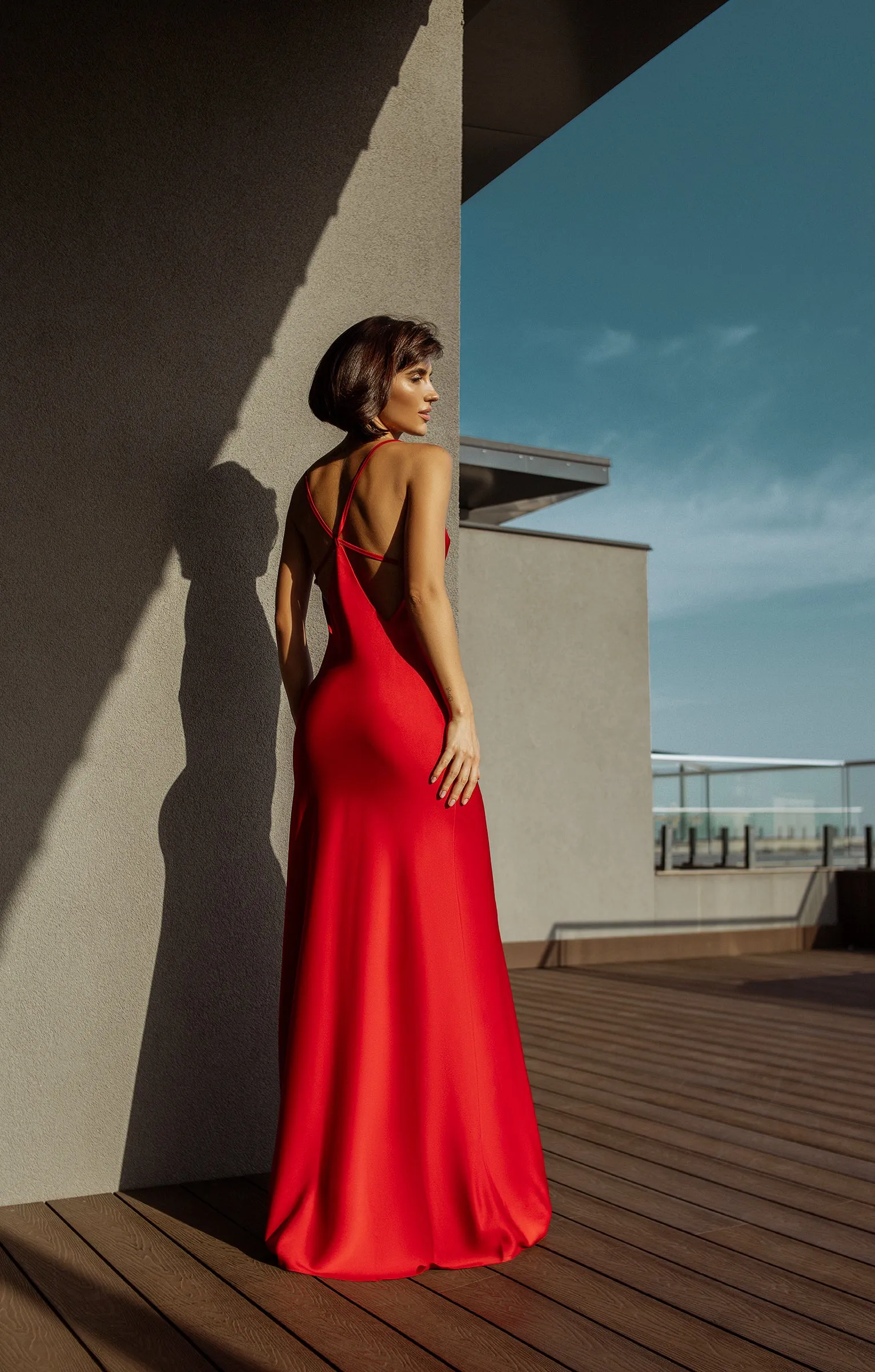 Red Satin Slip Maxi Dress
