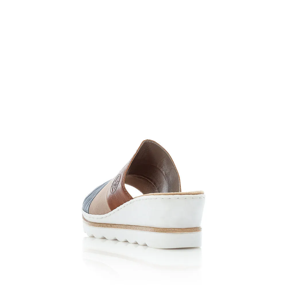 Rieker Ladies 3 Tone Slip On Wedge Sandal