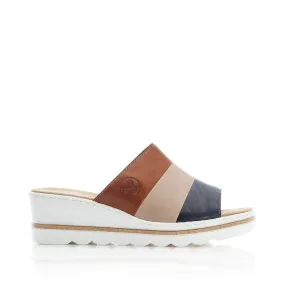 Rieker Ladies 3 Tone Slip On Wedge Sandal