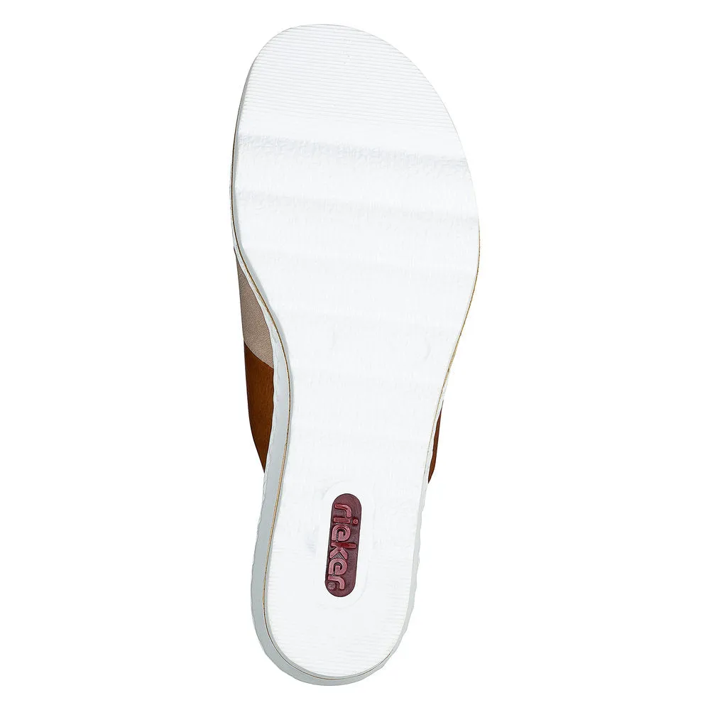 Rieker Ladies 3 Tone Slip On Wedge Sandal