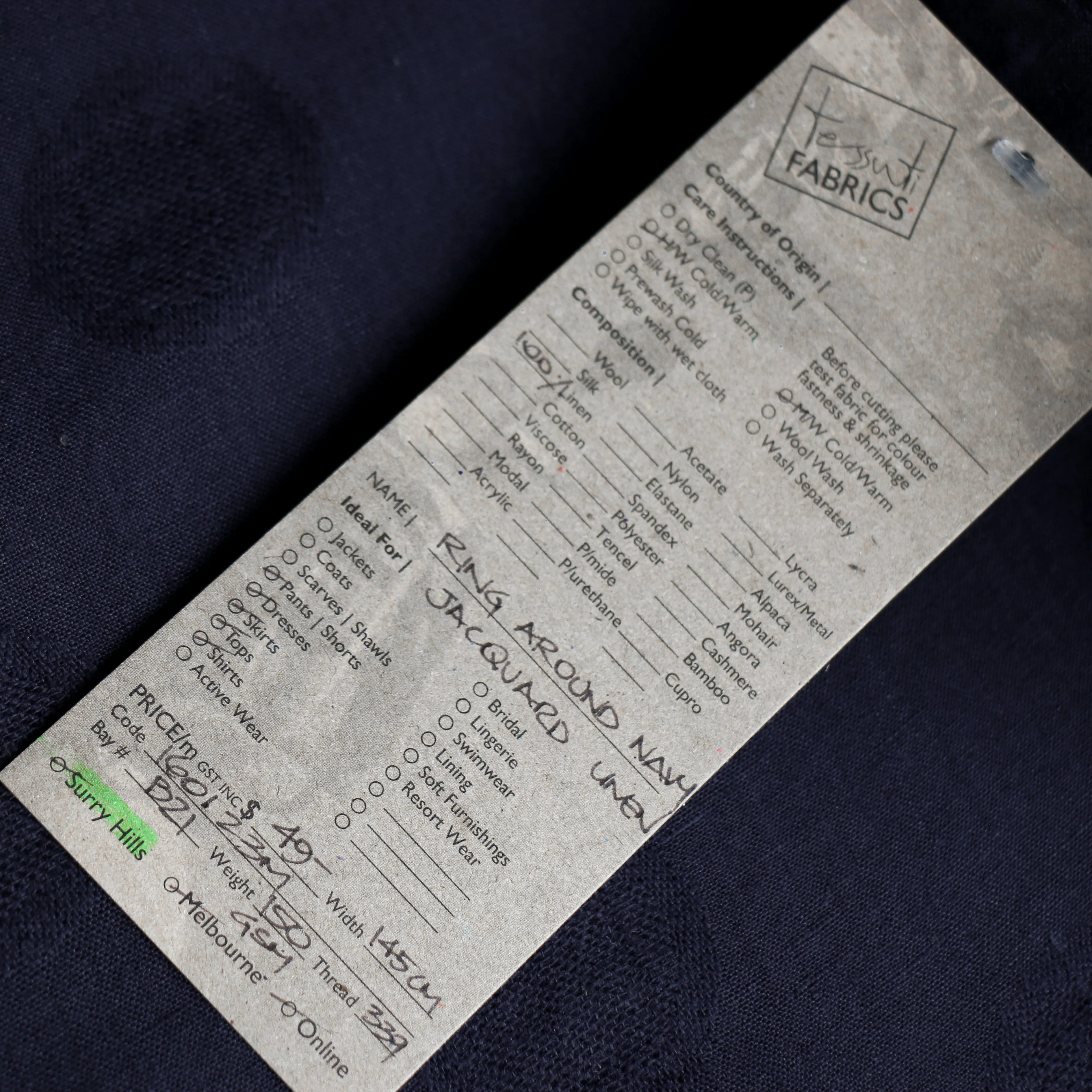 Ring Around Jacquard Linen - Navy