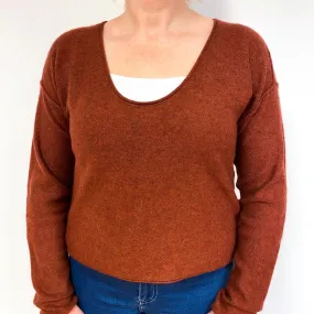 Rust Red Cashmere Scoop Neck Jumper Large