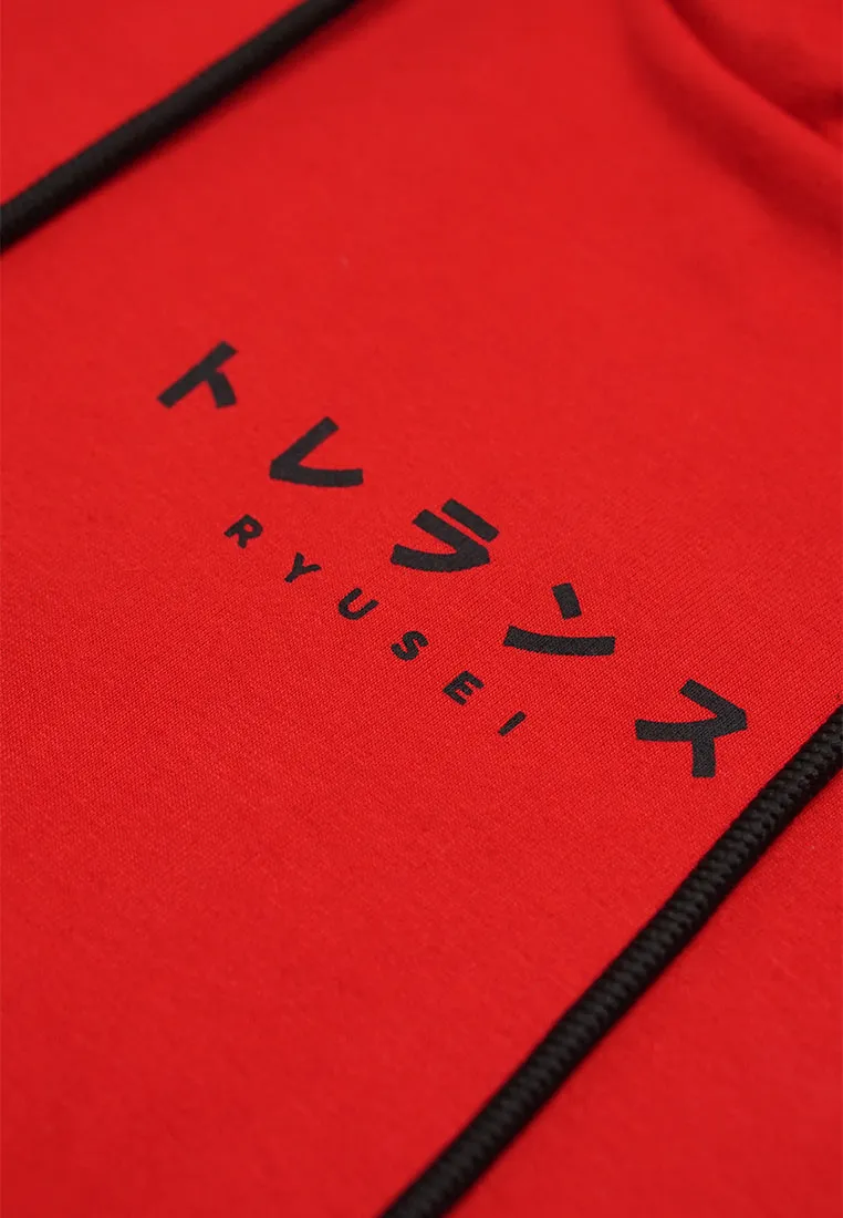 Ryusei Kaos Turtleneck Pria Nandito Gyo Long Sleeve Red