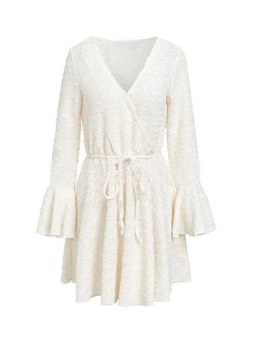Sash Flare Sleeve Dress
