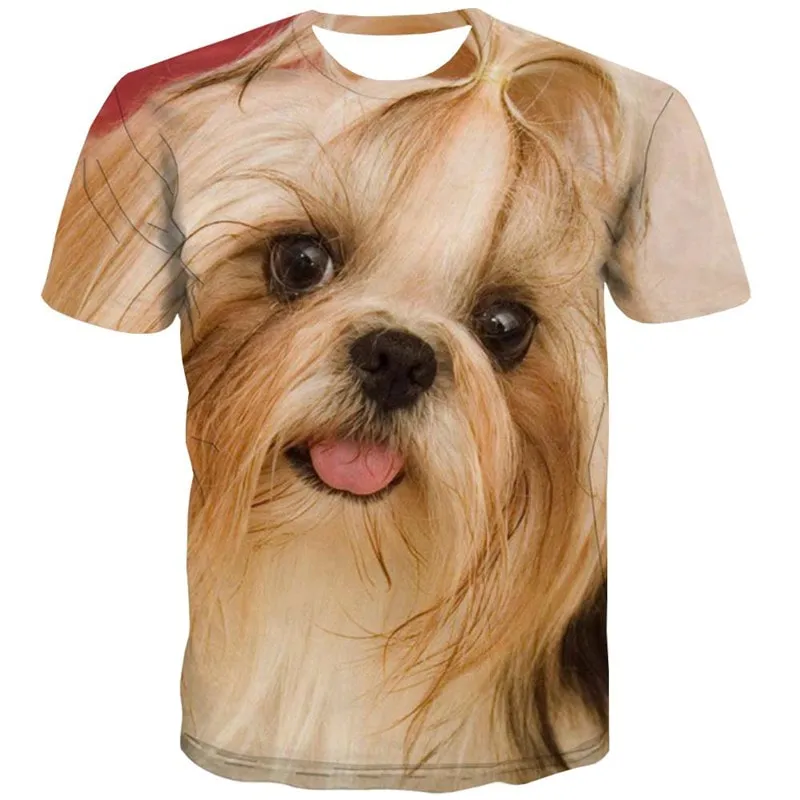 shirts dog t shirt 3D Puppy Cute animal art costume Casual men's big Smart dogs