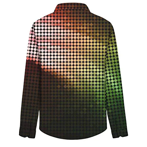 Size 3XL Novelty 3D Printed Button Closure Long Sleeve Turn Down Collar Shirt
