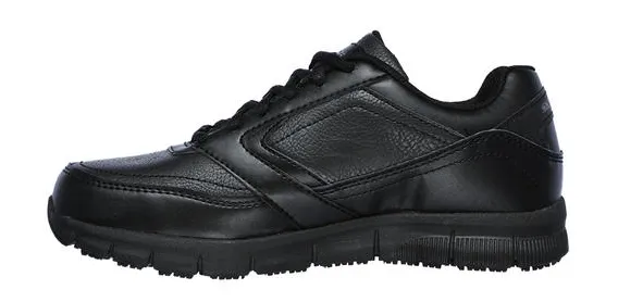 Skechers Men's Black Leather EH Slip-Resistant Soft Toe Work Shoe 77156