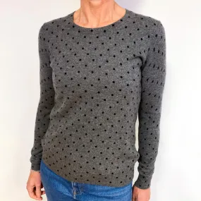 Slate Grey And Black Cashmere Crew Neck Jumper Medium