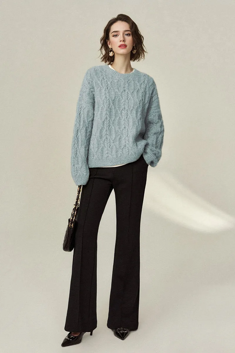 Super Chunky Cashmere Cable Knit Crewneck Sweater