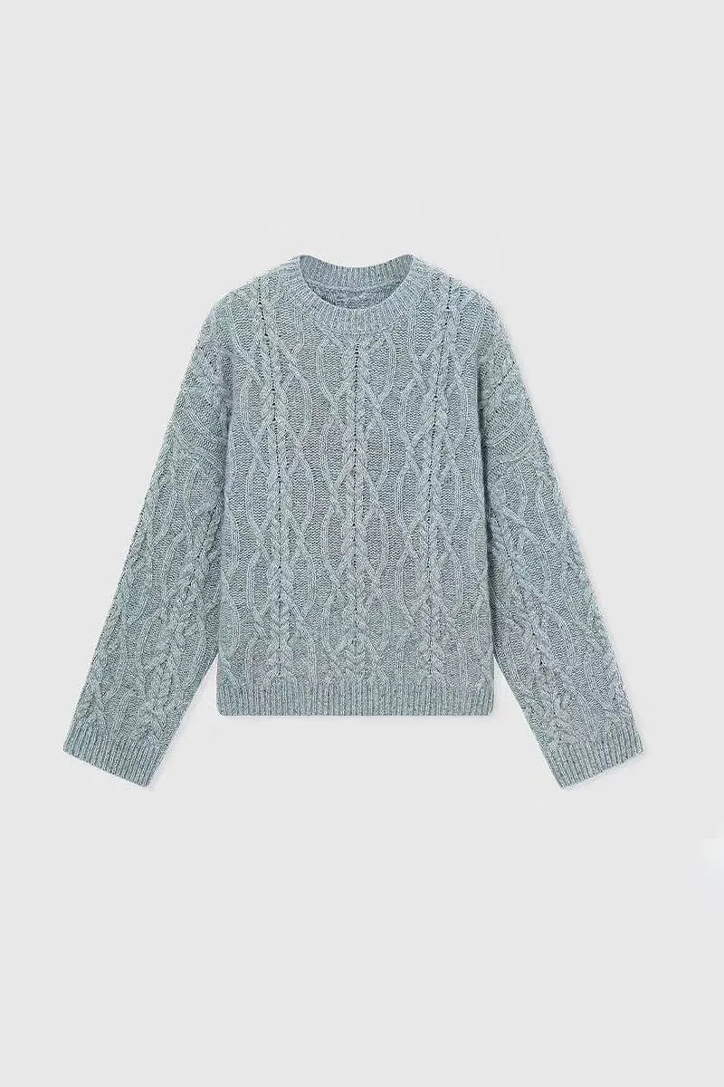 Super Chunky Cashmere Cable Knit Crewneck Sweater