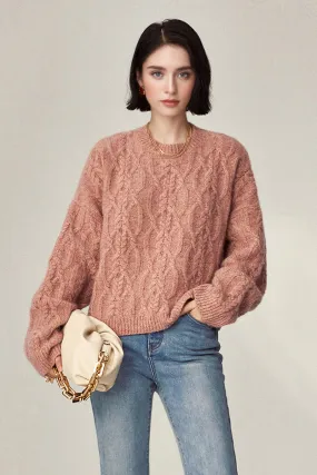 Super Chunky Cashmere Cable Knit Crewneck Sweater